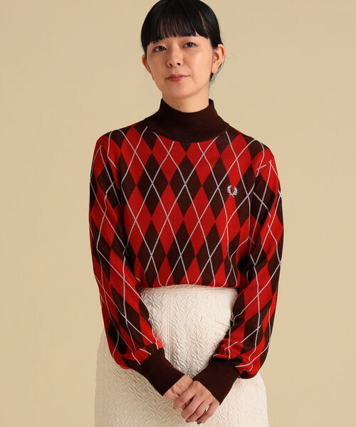 Ray BEAMS(レイビームス)の「FRED PERRY × Ray BEAMS / 別注 アーガイル タートル ニット(ニット/セーター・レディース・ブラウン/グレー・ONE SIZE)」の14枚目の写真