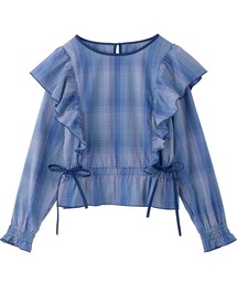 PLAID RUFFLE BLOUSE