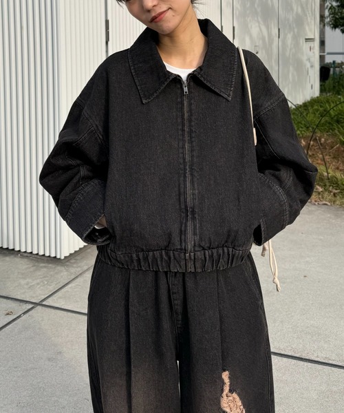 CIAOPANIC TYPY(チャオパニックティピー)の「【UNISEX】デニムショートジャケット/セットアップ対応(デニムジャケット・メンズ・ブルー/ネイビー/ブラック・LARGE/MEDIUM)」の16枚目の写真
