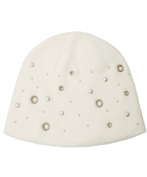 Midnight Move(ミッドナイトムーブ)の「A'GEM/9 × .kom 『MIDNIGHT MOVE/ミッドナイトムーブ』EYELET BEANIE/アイレットビーニー(ニットキャップ/ビーニー・レディース・グレー/アイボリー/ブラック・FREE)」の1枚目の写真