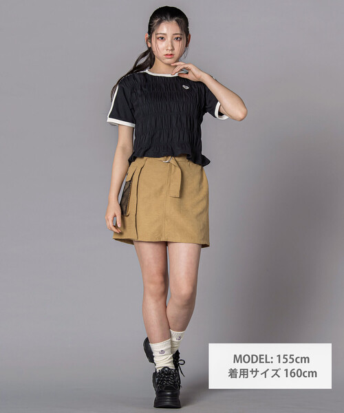 ZIDDY(ジディ)の「シャーリングトップス(130~160cm)(Tシャツ/カットソー・キッズ・ブラック/ホワイト・130cm/150cm/140cm/FREE)」の5枚目の写真