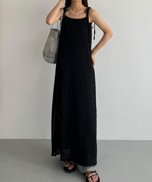 callautia(カラウティア)の「レイヤードフラワーレースキャミワンピース(レイヤード用)(ワンピース・レディース・ブラック/ベージュ/ホワイト・X-LARGE/LARGE/MEDIUM/SMALL)」の2枚目の写真
