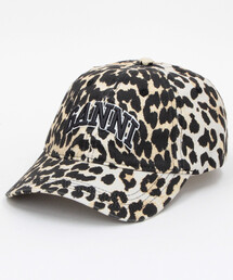GANNI | GANNI/ガニー Washed Cotton Canvas Cap Leo / A6898 / レオパード 総柄 ベースボール キャップ(キャップ)