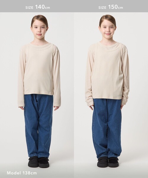green label relaxing(グリーンレーベルリラクシング)の「シースルー ロンT+タンク セット / キッズ 100㎝-160㎝(Tシャツ/カットソー・キッズ・ターコイズブルー系/ナチュラル/ダークグレー・150cm/140cm/120cm/100cm/130cm/110cm/160cm)」の13枚目の写真