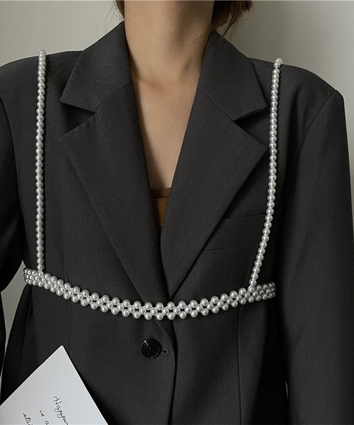 LYEON(リヨン)の「パールビスチェ/パールサスペンダー/パールハーネス(サスペンダー・レディース・ホワイト・SMALL/LARGE)」の5枚目の写真