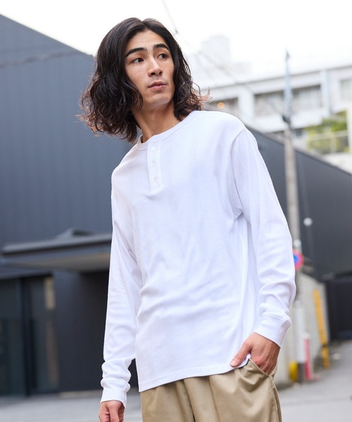 MILLER(ミラー)の「R.P.miller/ミラー パネルリブ CF ヘンリーネック 長袖カットソー H/N 夏服(Tシャツ/カットソー・レディース・ホワイト/ブラック/グレー/ホワイト系/ブラック系・LL/L/M)」の1枚目の写真