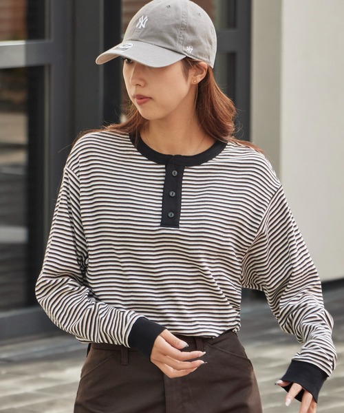 MILLER(ミラー)の「R.P.miller/ミラー パネルリブ CF ヘンリーネック 長袖カットソー H/N 夏服(Tシャツ/カットソー・レディース・ホワイト/ブラック/グレー/ホワイト系/ブラック系・LL/L/M)」の16枚目の写真