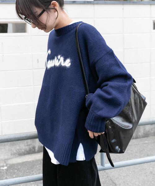 ITEMS URBANRESEARCH(アイテムズ アーバンリサーチ)の「クルーネックロゴニットプルオーバー(ニット/セーター・レディース・ネイビー/イエロー/ライトグレー・FREE)」の12枚目の写真