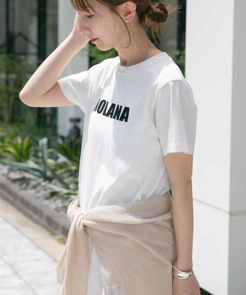 ITEMS URBANRESEARCH(アイテムズ アーバンリサーチ)の「フロッキープリントTシャツ(Tシャツ/カットソー・レディース・ライトブルー/ライトベージュ/チャコールグレー/ホワイト・FREE)」の5枚目の写真