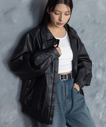 Starting Over | Vintage-like synthetic leather A-2 jacket/ヴィンテージライク PU レザー A-2 ジャケット(ブルゾン)