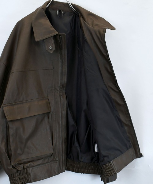 Vintage-like synthetic leather A-2 jacket/ヴィンテージライク PU レザー A-2 ジャケットの13枚目の写真