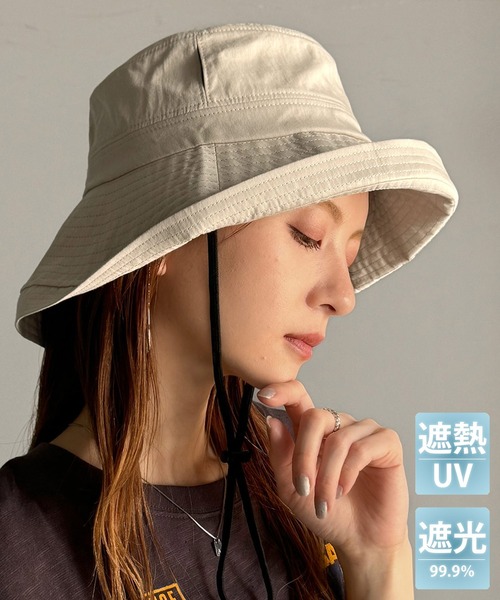 classicalelf(クラシカルエルフ)の「【PROTECT U】夏の輝きを味方にスタイリッシュな夏の必需アイテム。遮熱・遮光ハット(ハット・レディース・ベージュ/ブラック・ONE SIZE)」の2枚目の写真