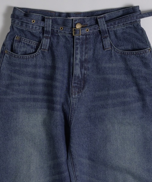 MUHET(ミュエータ)の「belted curve denim pants / ベルト付きカーブデニムパンツ(デニムパンツ・レディース・ライトインディゴブルー/インディゴブルー/ブラック/ブルー系その他・LARGE/MEDIUM/SMALL)」の14枚目の写真