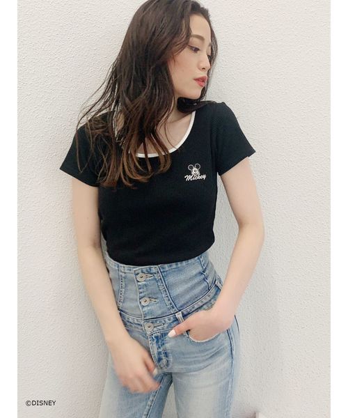 【ZOZO限定】MICKEY MOUSE/リンガーテレコTシャツの3枚目の写真
