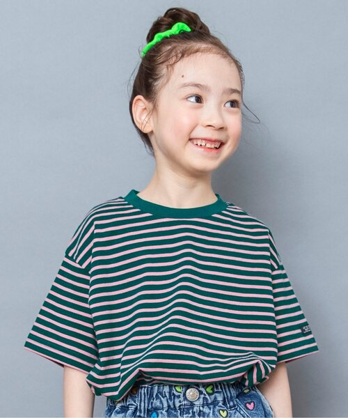 BREEZE(ブリーズ)の「【WEB限定】ボーダー&無地ベーシック半袖Tシャツ(Tシャツ/カットソー・キッズ・ベージュ/チャコール/その他11/イエロー/グリーン/ピンク/ワインレッド/その他13/ブラック/サックスブルー/オフホワイト/ターコイズブルー/その他12・90/100/110/120/130/140/150/160)」の6枚目の写真
