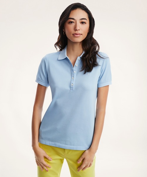BROOKS BROTHERS(ブルックスブラザーズ)の「GF スーピマコットン ストレッチピケ ポロシャツ(ポロシャツ・レディース・ブラック/ライトブルー/ホワイト/ネイビー・SMALL/X-SMALL/MEDIUM/LARGE)」の1枚目の写真