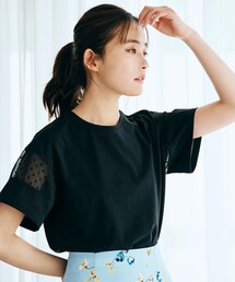 grove | ワンテクがスタイリングをアップデート！袖シフォン切り替えTシャツ(Tシャツ/カットソー)