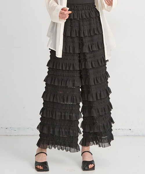 paravion(パラビオン)の「frill pants(その他パンツ・レディース・アイボリー/ブラック・FREE)」の2枚目の写真