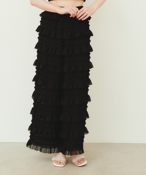 paravion(パラビオン)の「frill pants(その他パンツ・レディース・アイボリー/ブラック・FREE)」の4枚目の写真