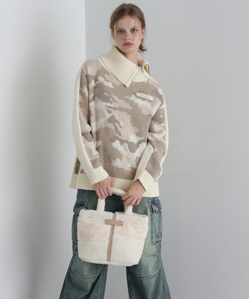AVIREX(アヴィレックス)の「《直営店限定》BOA×FUR MINI TOTE BAG/ボア×ファー ミニトートバッグ(トートバッグ・レディース・オリーブ系1/アイボリー/ブラック・F)」の18枚目の写真