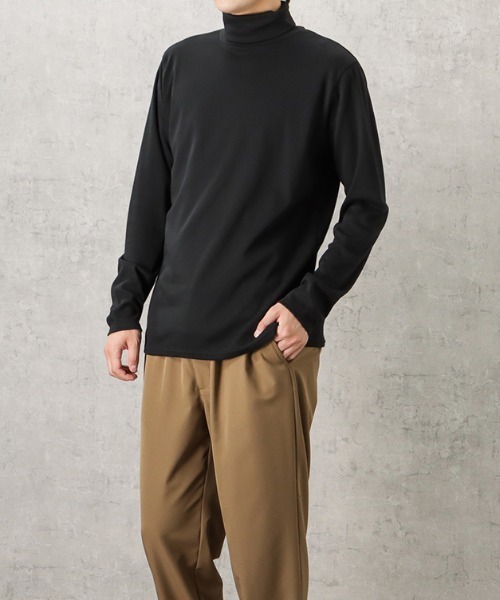 NAVY(ネイビー)の「NAVY スムースタートルネック ロングスリーブTシャツ(Tシャツ/カットソー・メンズ・グレイッシュベージュ/ブルー/チャコール/ホワイト/ブラック・XL/L/S/M)」の14枚目の写真