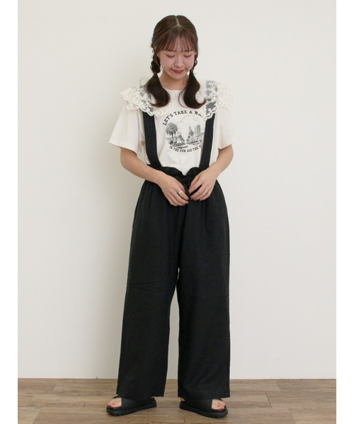 Samansa Mos2(サマンサ モスモス)の「シアーレース襟付Tシャツ(Tシャツ/カットソー・レディース・ブラウン/グレー/ブルー/オフホワイト/チャコールグレー・F)」の12枚目の写真