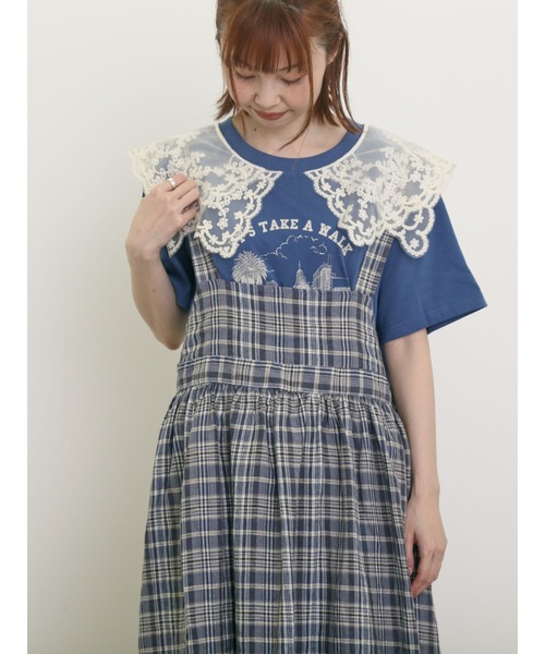 Samansa Mos2(サマンサ モスモス)の「シアーレース襟付Tシャツ(Tシャツ/カットソー・レディース・ブラウン/グレー/ブルー/オフホワイト/チャコールグレー・F)」の17枚目の写真