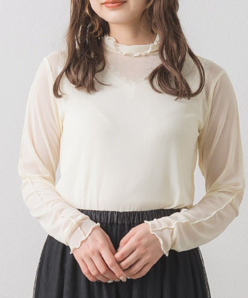 RETRO GIRL(レトロガール)の「シアーレイヤードHNインナー(Tシャツ/カットソー・レディース・ブラック/オレンジ系その他/ブラック系その他/グリーン/ホワイト・FREE)」の2枚目の写真