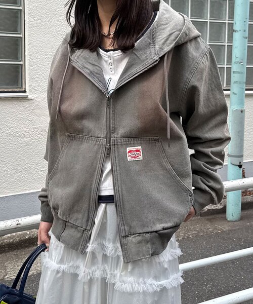 CIAOPANIC(チャオパニック)の「デニムダブルジップパーカー(デニムジャケット・レディース・インディゴブルー/グレー/サックスブルー/ブラック・MEDIUM/LARGE)」の14枚目の写真