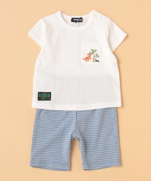 kladskap(クレードスコープ)の「恐竜半袖Tシャツ×パンツセット(その他ベビーウェア・キッズ・イエロー/オフホワイト・80cm)」の1枚目の写真