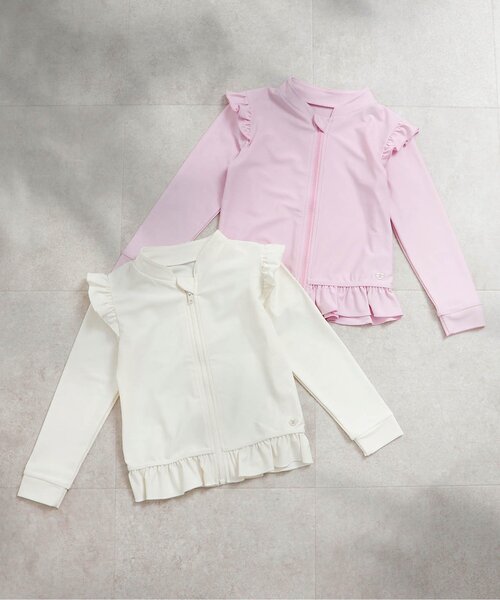 apres les cours(アプレレクール)の「【UVカット】フリルラッシュガード(ラッシュガード・キッズ・ピンク/アイボリー・80/90/100/110/120/130/140)」の9枚目の写真