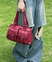 【WEB限定カラーあり】合皮ダブルポケットショルダーバッグ