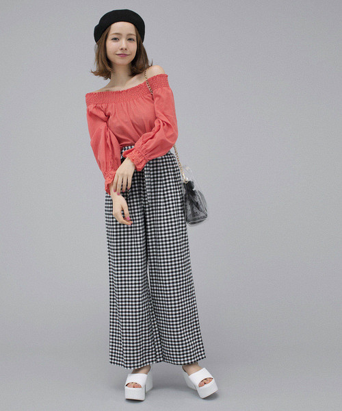 WEGO/チノウエストリボンタックワイドパンツの18枚目の写真