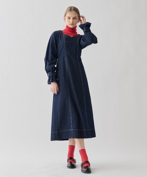 idem(イデム)の「lady denim onepiece/デニムロングワンピース(ワンピース・レディース・ネイビー・FREE)」の1枚目の写真