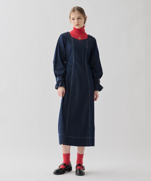 idem(イデム)の「lady denim onepiece/デニムロングワンピース(ワンピース・レディース・ネイビー・FREE)」の5枚目の写真
