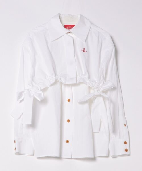 Vivienne Westwood(ヴィヴィアンウエストウッド)の「コットンタイプライターレイヤードシャツ(シャツ/ブラウス・レディース・ホワイト/ブラック・FREE)」の2枚目の写真