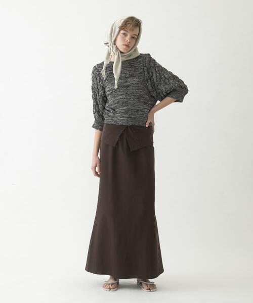 LAATO(ラート)の「flare long skirt set(スカート・レディース・ブラウン/ダークグレー/ベージュ・FREE)」の1枚目の写真