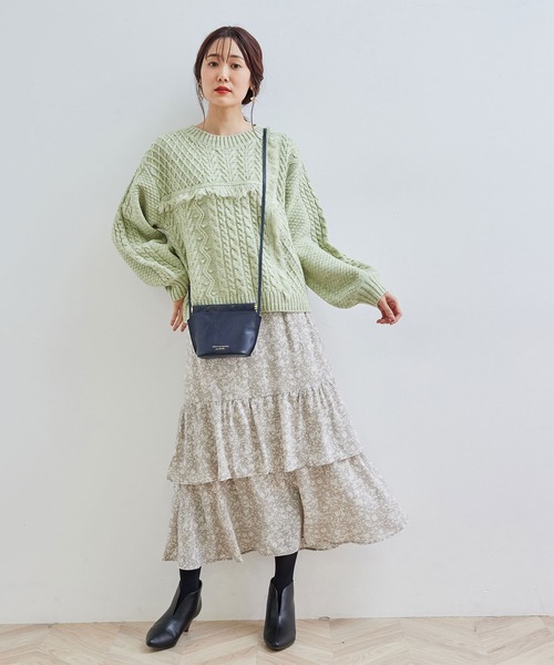 ROPE' PICNIC(ロペピクニック)の「パッチワークケーブルニット(ニット/セーター・レディース・ライトグリーン/ブラック系その他/キナリ・40/38)」の14枚目の写真