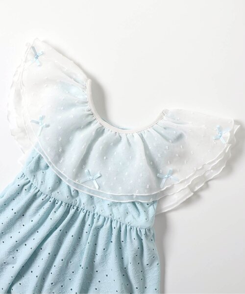 apres les cours(アプレレクール)の「【UVカット】レース・花柄シアーフリルワンピース水着(水着・キッズ・サックスブルー/その他3・80/90/100/110/120/130/140)」の3枚目の写真