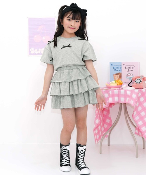 Bee des Bee(ビーデスビー)の「フリルスカート(スカート・キッズ・ブラック/アイボリー/杢グレー/ライトブルー・120cm/130cm/140cm/150cm/110cm/100cm)」の15枚目の写真