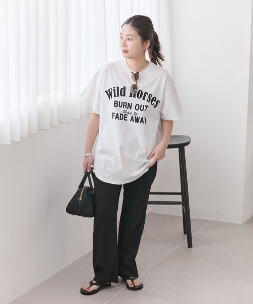 JOURNAL STANDARD(ジャーナルスタンダード)の「《追加3》ラウンドヘムピグメントT(Tシャツ/カットソー・レディース・サックスブルー/チョコ/ホワイト系その他/ベージュ・FREE)」の5枚目の写真