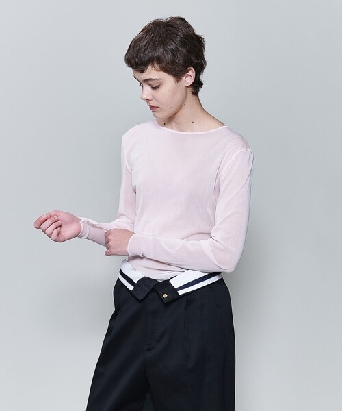 6(ロク)の「<6(ROKU)>ナイロン チュール クルーネック プルオーバー 25SS(Tシャツ/カットソー・レディース・ライトピンク/ライトグレー・FREE)」の1枚目の写真