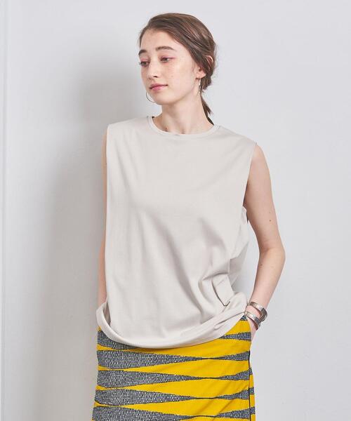 UNITED ARROWS(ユナイテッドアローズ)の「コットン タックノースリーブ カットソー(Tシャツ/カットソー・レディース・ダークグレー/その他1/ナチュラル・FREE)」の1枚目の写真