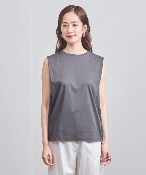 UNITED ARROWS(ユナイテッドアローズ)の「コットン タックノースリーブ カットソー(Tシャツ/カットソー・レディース・ダークグレー/その他1/ナチュラル・FREE)」の4枚目の写真