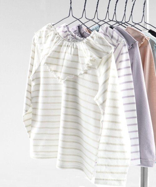 DRC branshes(ディーアールシーブランシェス)の「【WEB限定/DRC/やわらか天竺】前後2WAYフリル襟長袖Tシャツ(Tシャツ/カットソー・キッズ・ブラック/オフホワイト/ライトグリーン/その他1/ラベンダー/その他2/その他3/ピンク・120/100/140/110/90/150/130)」の7枚目の写真