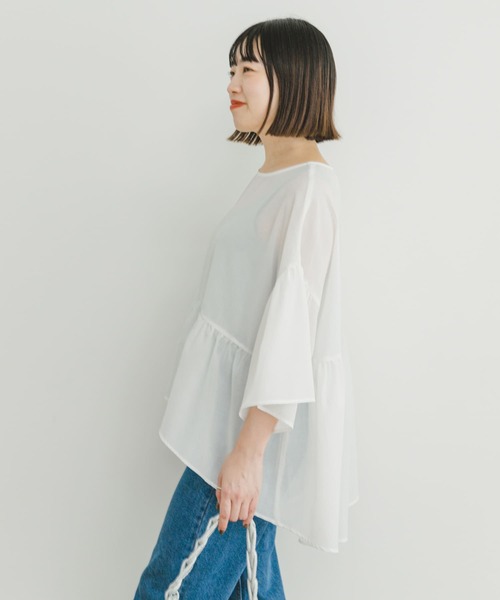 ITEMS URBANRESEARCH(アイテムズ アーバンリサーチ)の「シアーティアードブラウス(シャツ/ブラウス・レディース・ブラック/オフホワイト/ミント・FREE)」の13枚目の写真