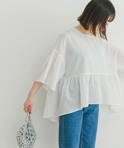 ITEMS URBANRESEARCH(アイテムズ アーバンリサーチ)の「シアーティアードブラウス(シャツ/ブラウス・レディース・ブラック/オフホワイト/ミント・FREE)」の15枚目の写真