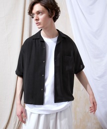EMMA CLOTHES | ブライトポプリンリラックスオープンカラーシャツ Poplin Open Collar Shirt(1/2 Sleeve)(シャツ/ブラウス)