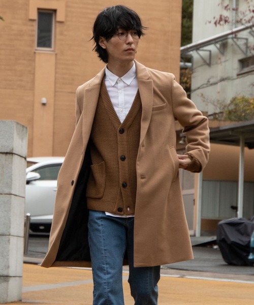 WEGO(ウィゴー)の「WEGO/メルトンチェスターコート(チェスターコート・メンズ・ブラック/ネイビー/杢グレー/キャメル・SMALL/MEDIUM/LARGE)」の4枚目の写真