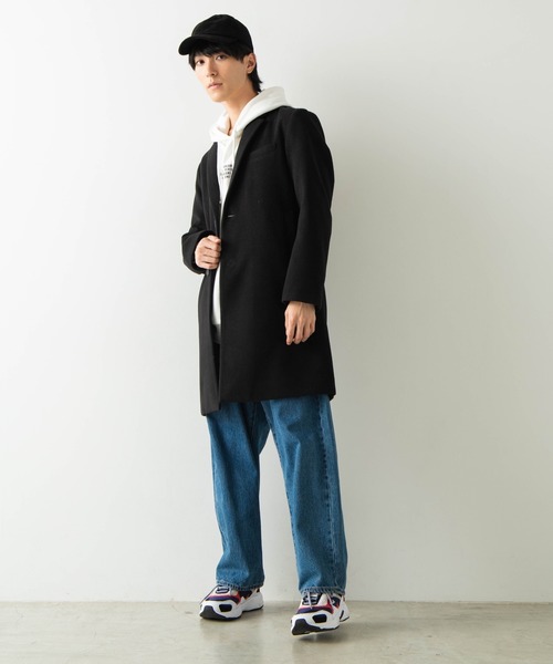 WEGO(ウィゴー)の「WEGO/メルトンチェスターコート(チェスターコート・メンズ・ブラック/ネイビー/杢グレー/キャメル・SMALL/MEDIUM/LARGE)」の10枚目の写真